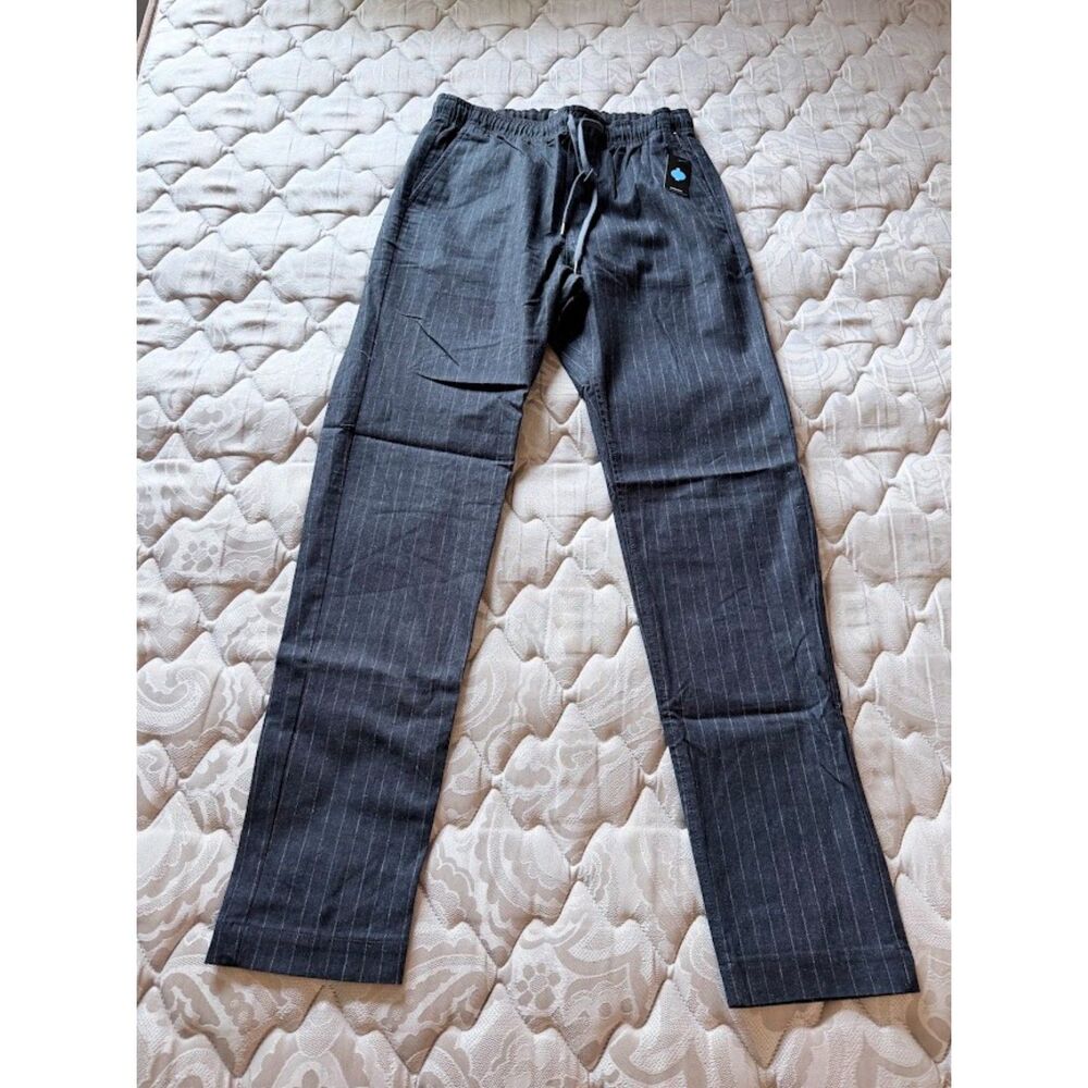 New Express Men's Pinstripe Linen Blend Jogger Pants - Navy - Size S NWT